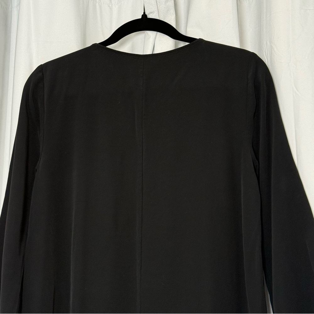 Eileen Fisher Black Tencel Relaxed Fit Midi Shift Dress Minimalist Womens XS - Picture 9 of 11